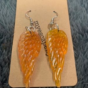 Orange Wing Earrings